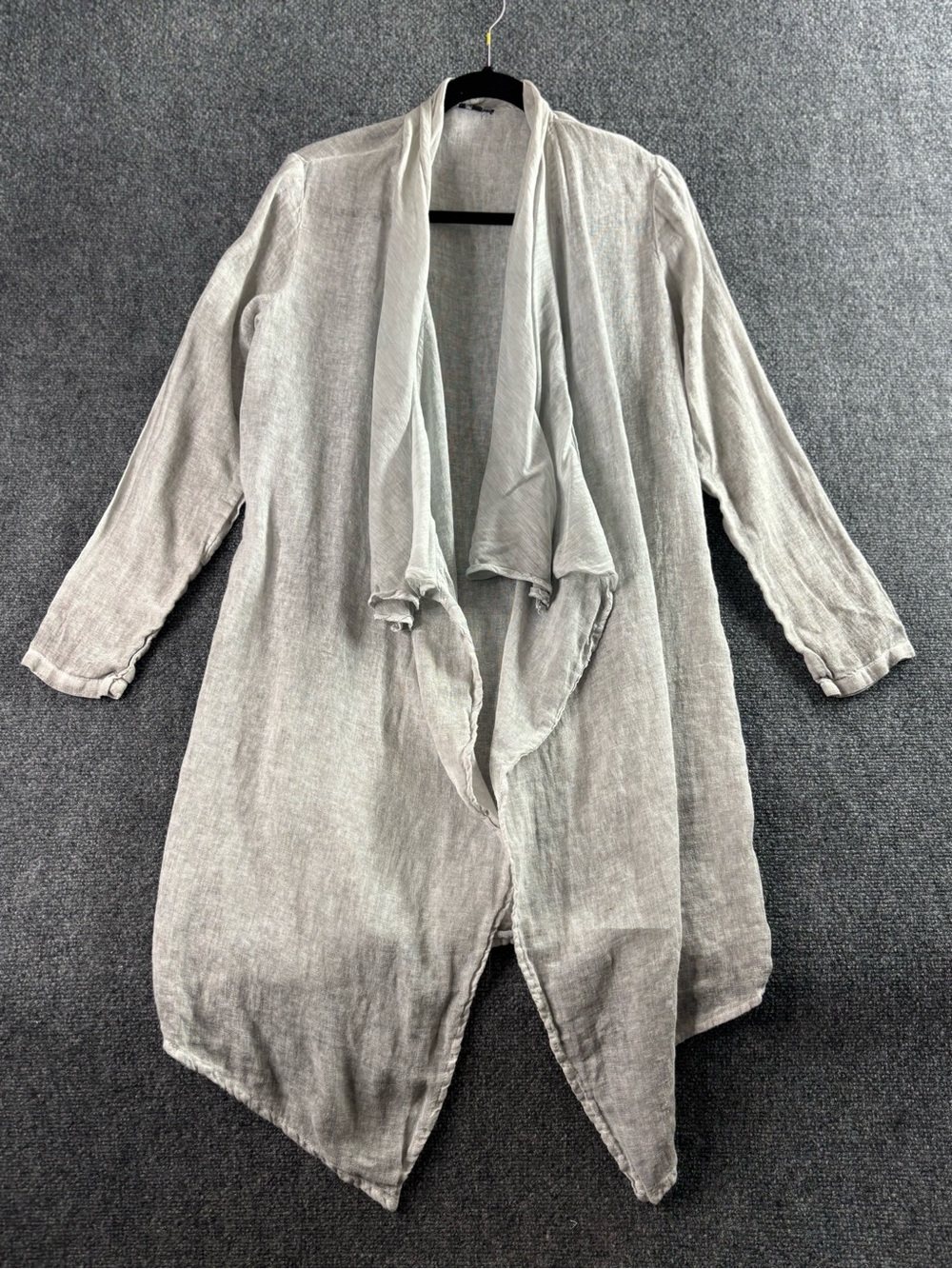 Rebecca Elliot Lightweight Open Front Drape Cardigan - Neutral Gray